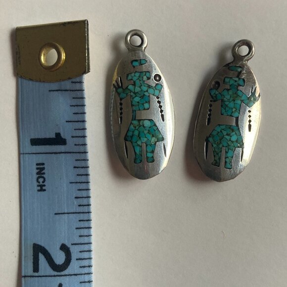 Turquoise Inlay Navajo Figure, pair of charms, earrings, or pendants - Picture 2 of 4
